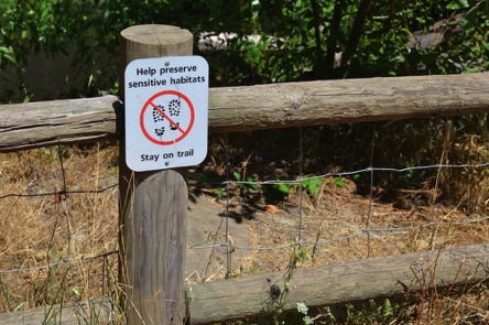 Signage: Help preserve sensitive habitats – Stay on trail